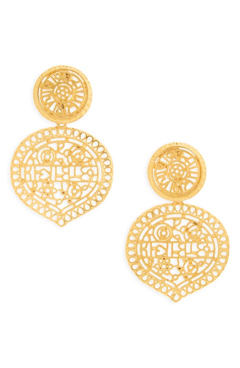 Golden Filigree Drop Earrings