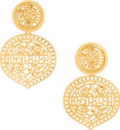 Kenneth Jay Lane Golden Filigree Drop Earrings