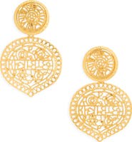 Kenneth Jay Lane Golden Filigree Drop Earrings