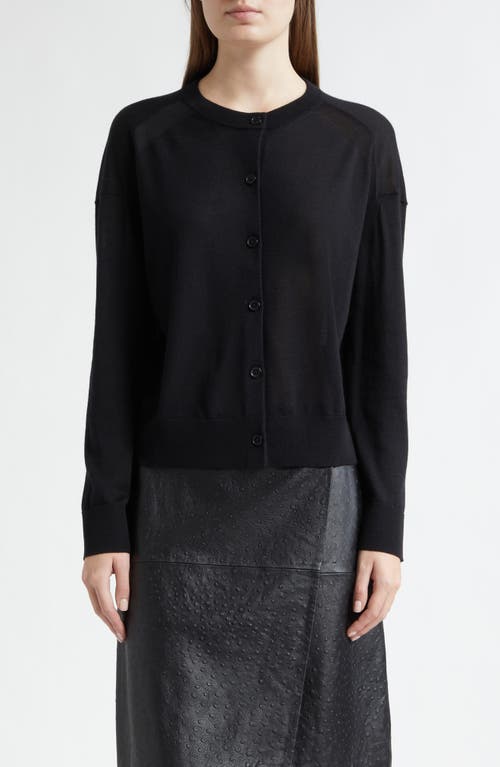 LOULOU DE SAISON Kita Fine Knit Cashmere Crewneck Cardigan in Black at Nordstrom, Size X-Large