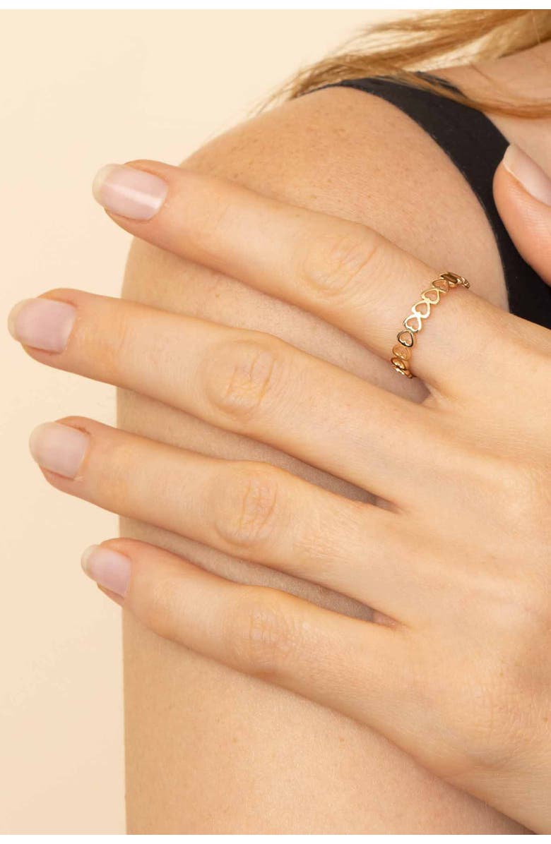 Oradina 14K Gold Open Your Heart Stack Ring, Alternate, color, Yellow Gold