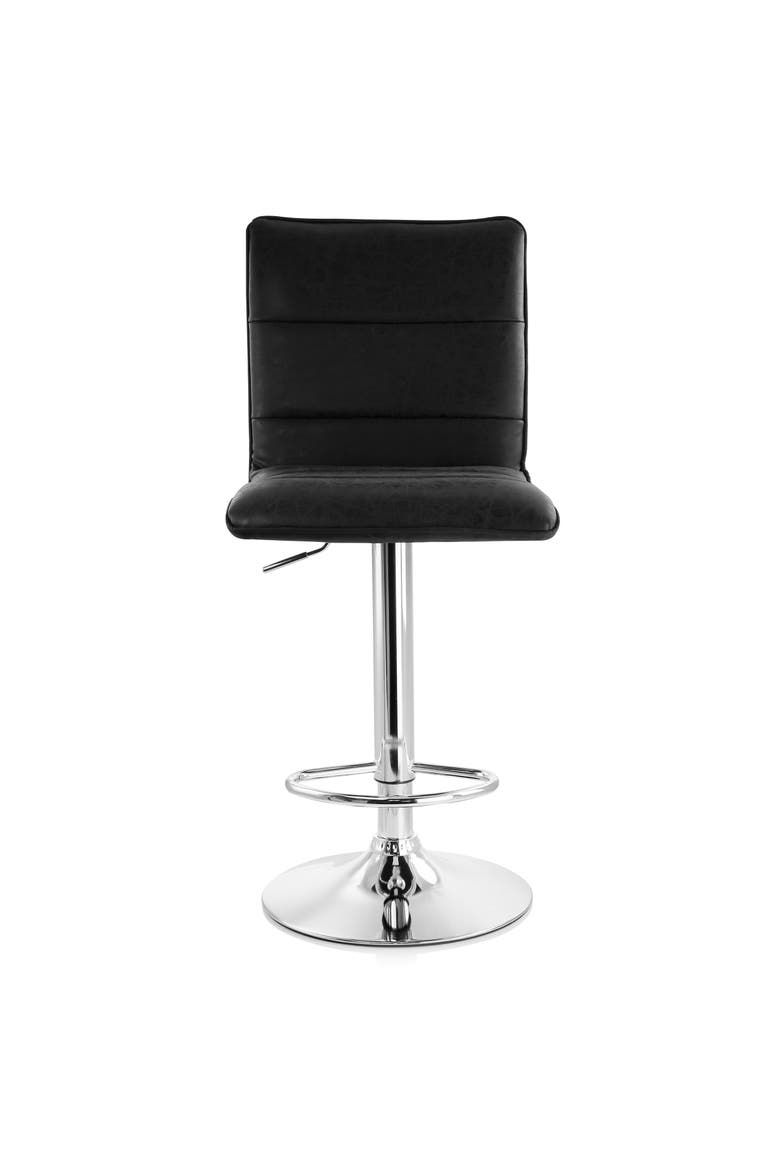 2 Piece Vintage Faux Leather Adjustable Bar Stool, Alternate, color, Black