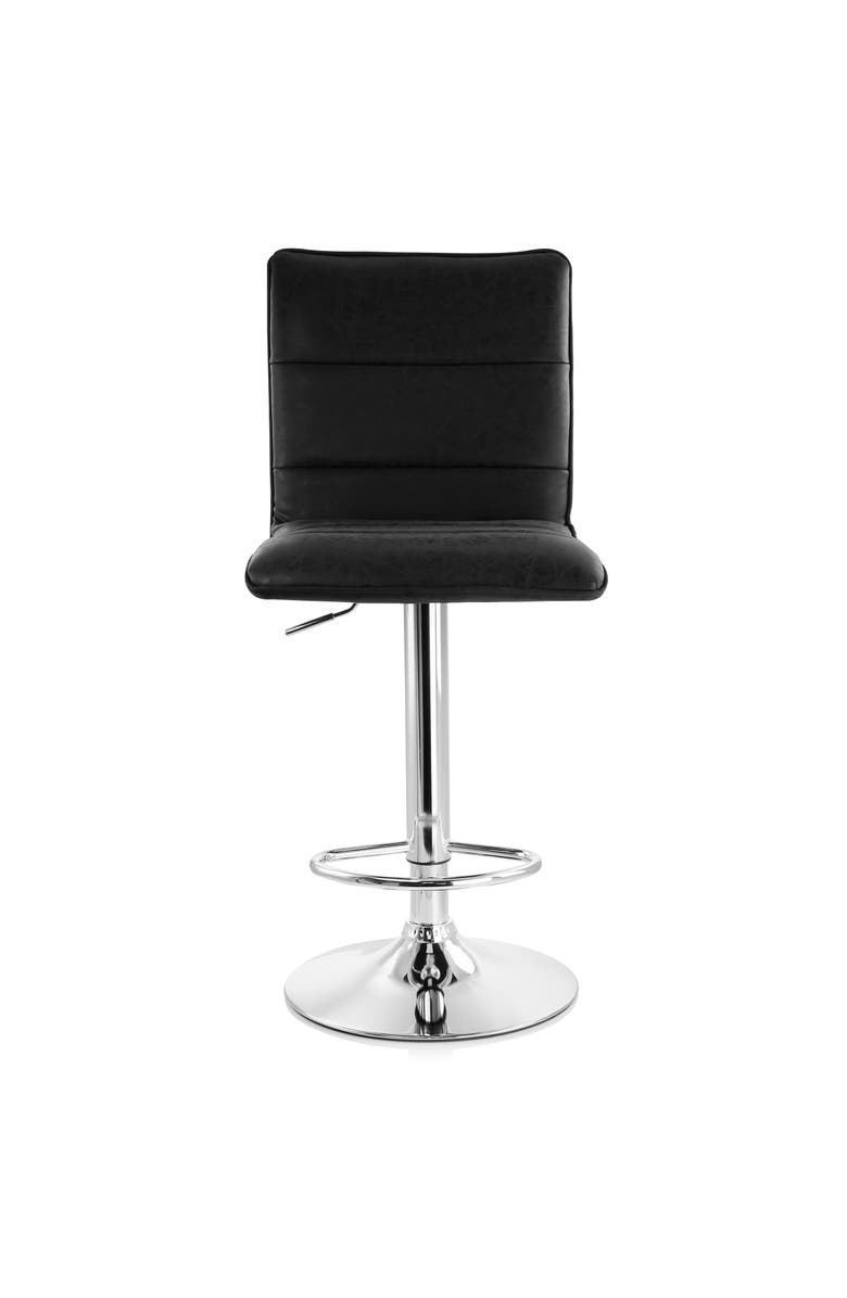 Elama 2 Piece Vintage Faux Leather Adjustable Bar Stool, Alternate, color, Black