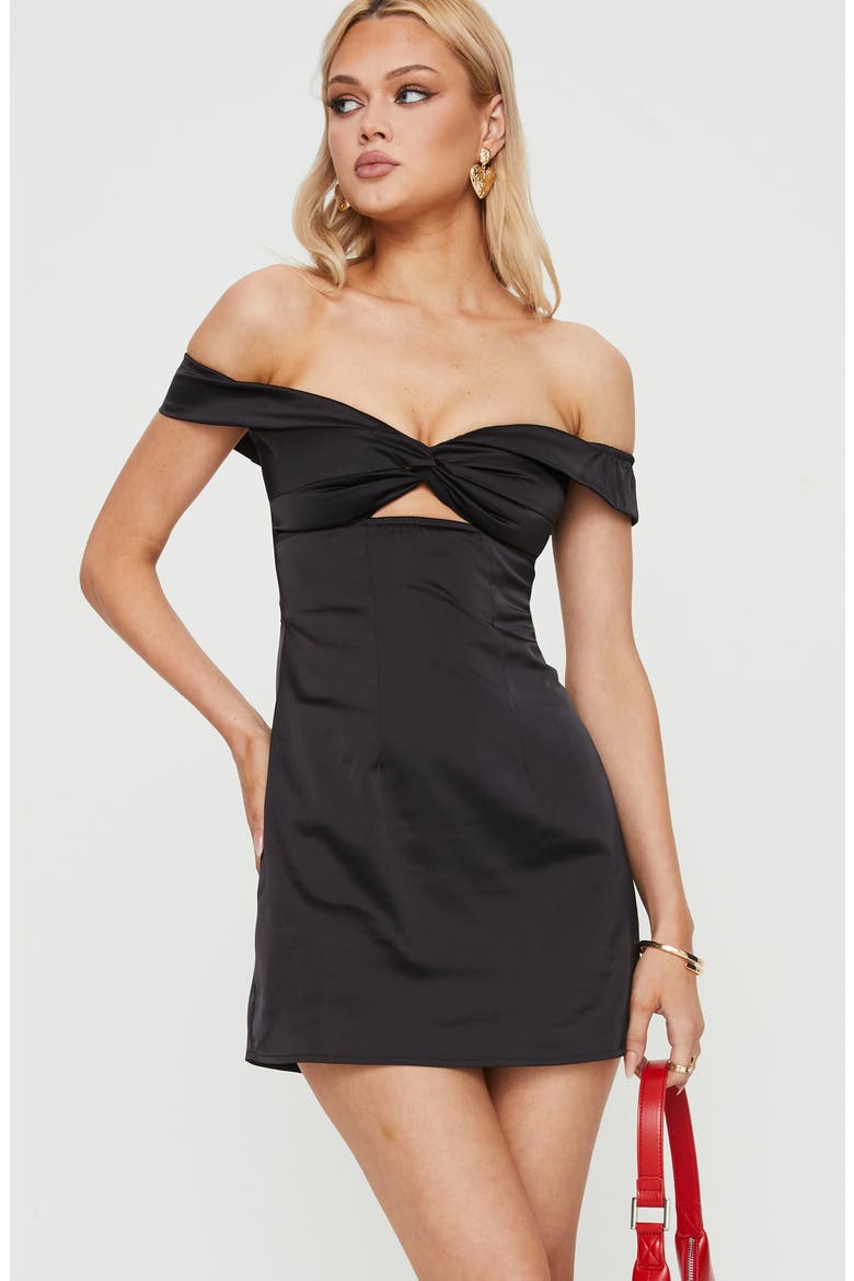 Rava Off the Shoulder Minidress, Alternate, color, BLACK