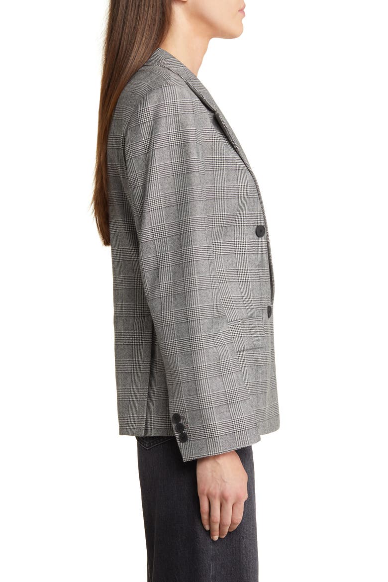 Bea Check Double Breasted Wool Blend Blazer, Alternate, color, GREY