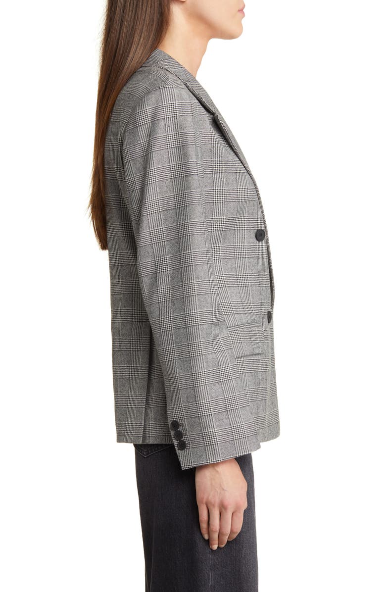 AllSaints Bea Check Double Breasted Wool Blend Blazer, Alternate, color, 