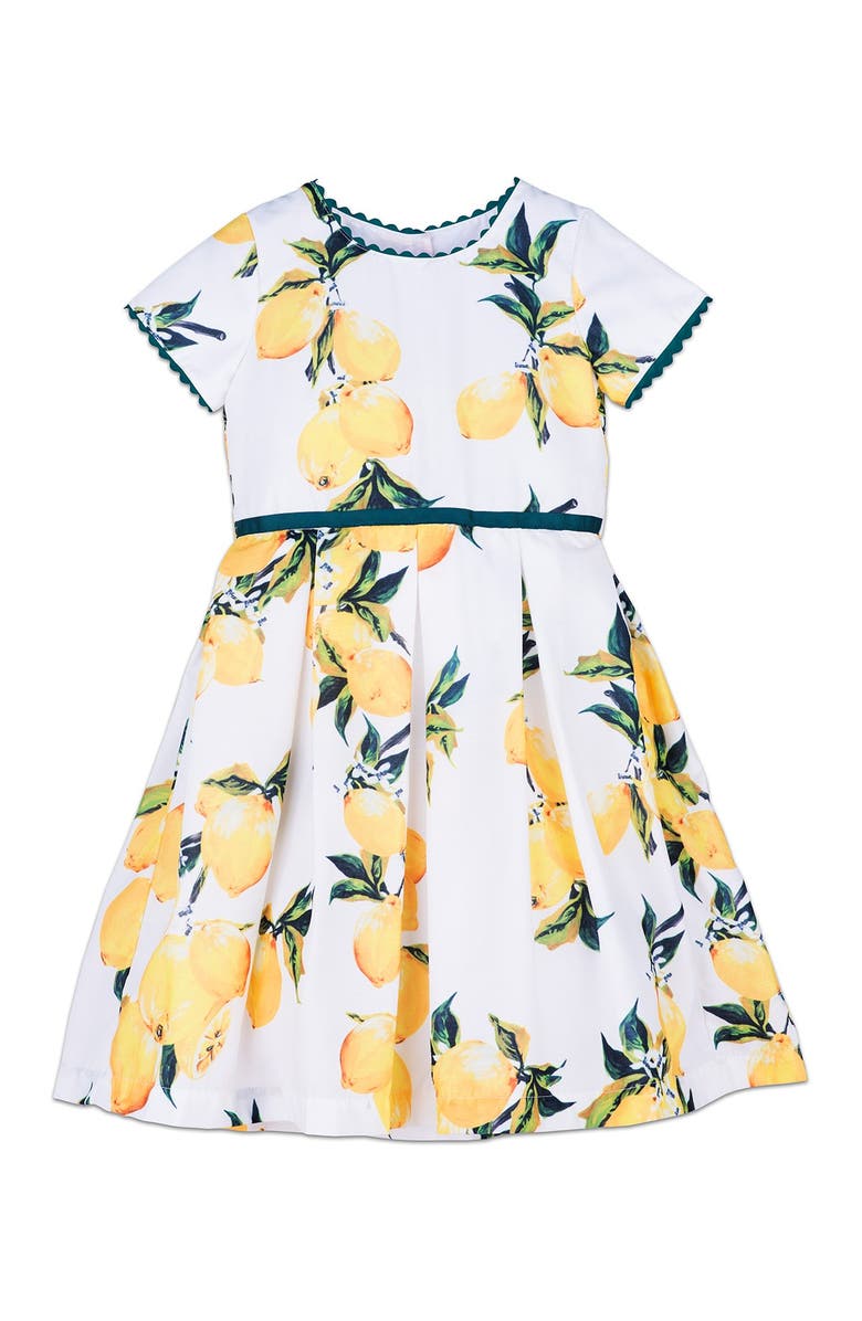 JOE-ELLA Lemona Lemon Print Cotton Dress, Main, color,