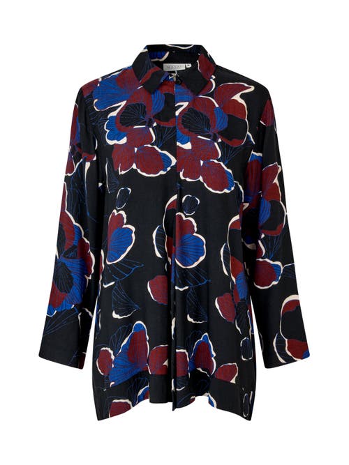 Masai Copenhagen Grivon Collared Long Sleeve Floral Tunic In Black