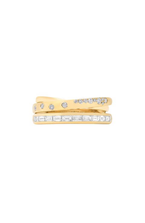 Papua 18K Gold & Diamond Alternate Crossover Ring