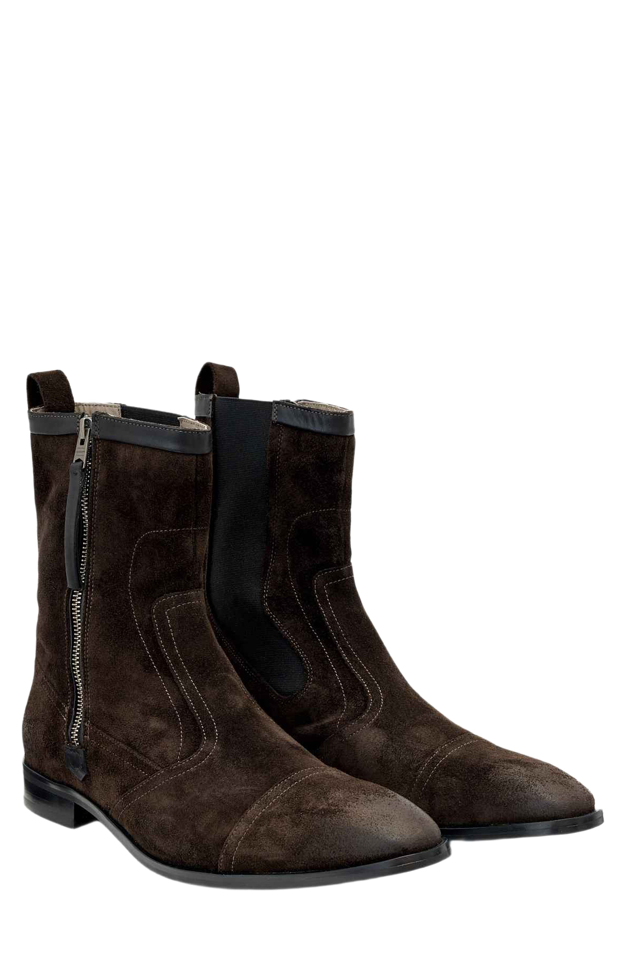 Dorian Leather Zip Boot, Main, color, DARK BROWN