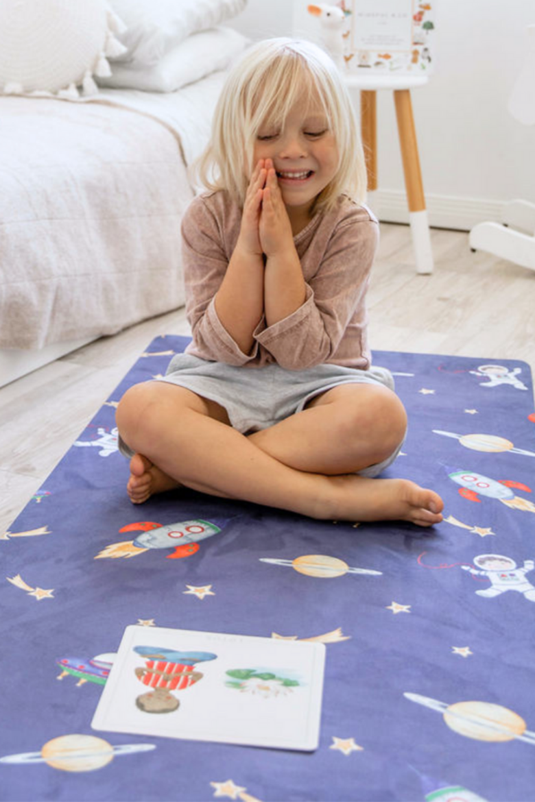 Kids Yoga Mat, Alternate, color, Space Print