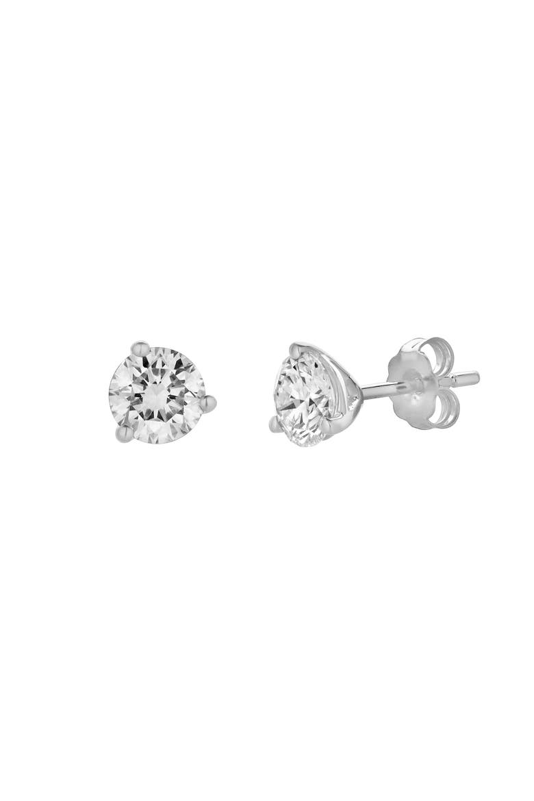 Isuma 1 Ct TW Lab Grown Round Diamond Studs Non Certified Martini 14K Gold Earrings, Alternate, color, 14K White Gold