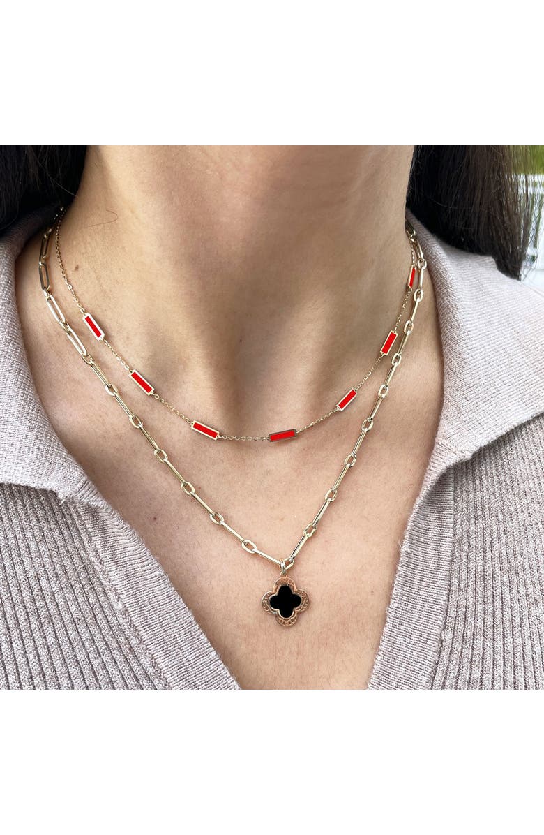 The Lovery Fine Jewelry Coral Bar Chain Necklace, Alternate, color, Coral