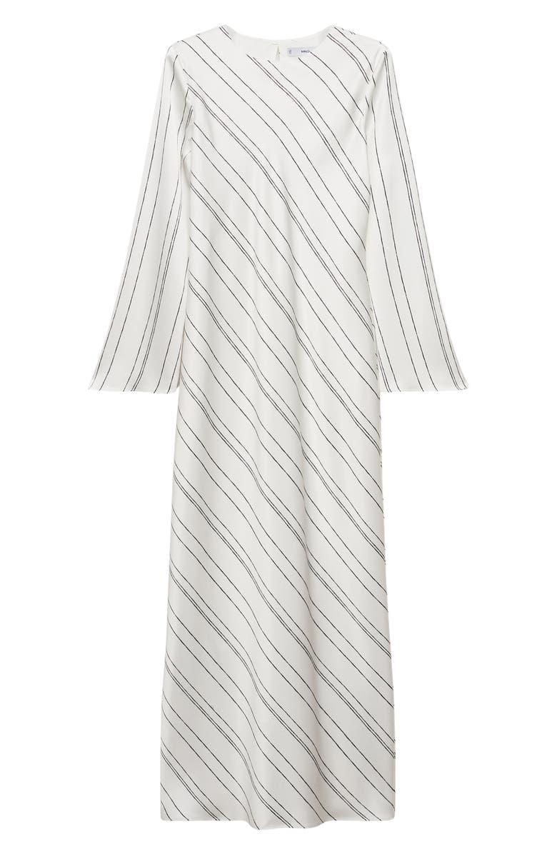 MANGO Stripe Long Sleeve Satin Maxi Dress, Alternate, color, 