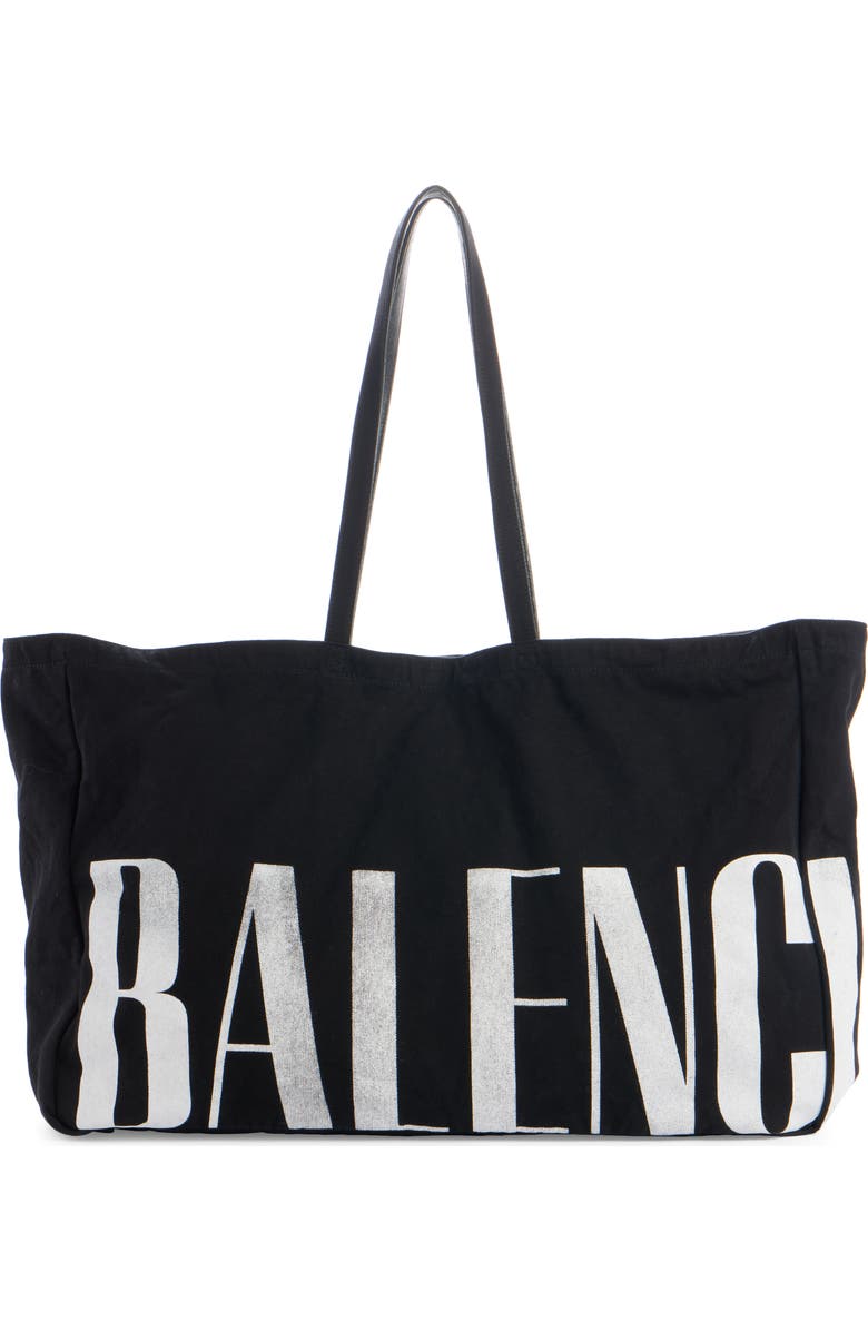 Balenciaga Large Editor East/West Canvas Tote, Main, color, 1090 Black/ L White