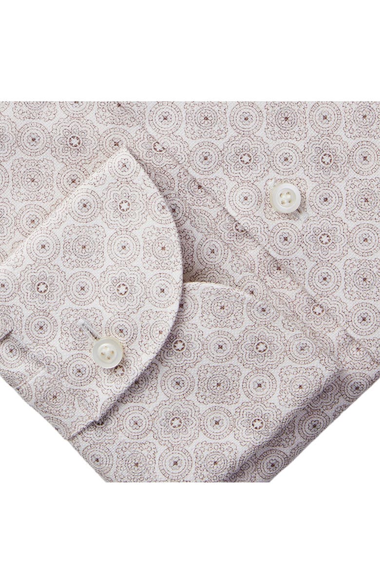 Emanuel Berg Textured Sartorial Geometric Cotton Dress Shirt, Alternate, color, Light Pastel Brown