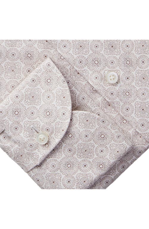 Emanuel Berg Textured Sartorial Geometric Cotton Dress Shirt In Neutral