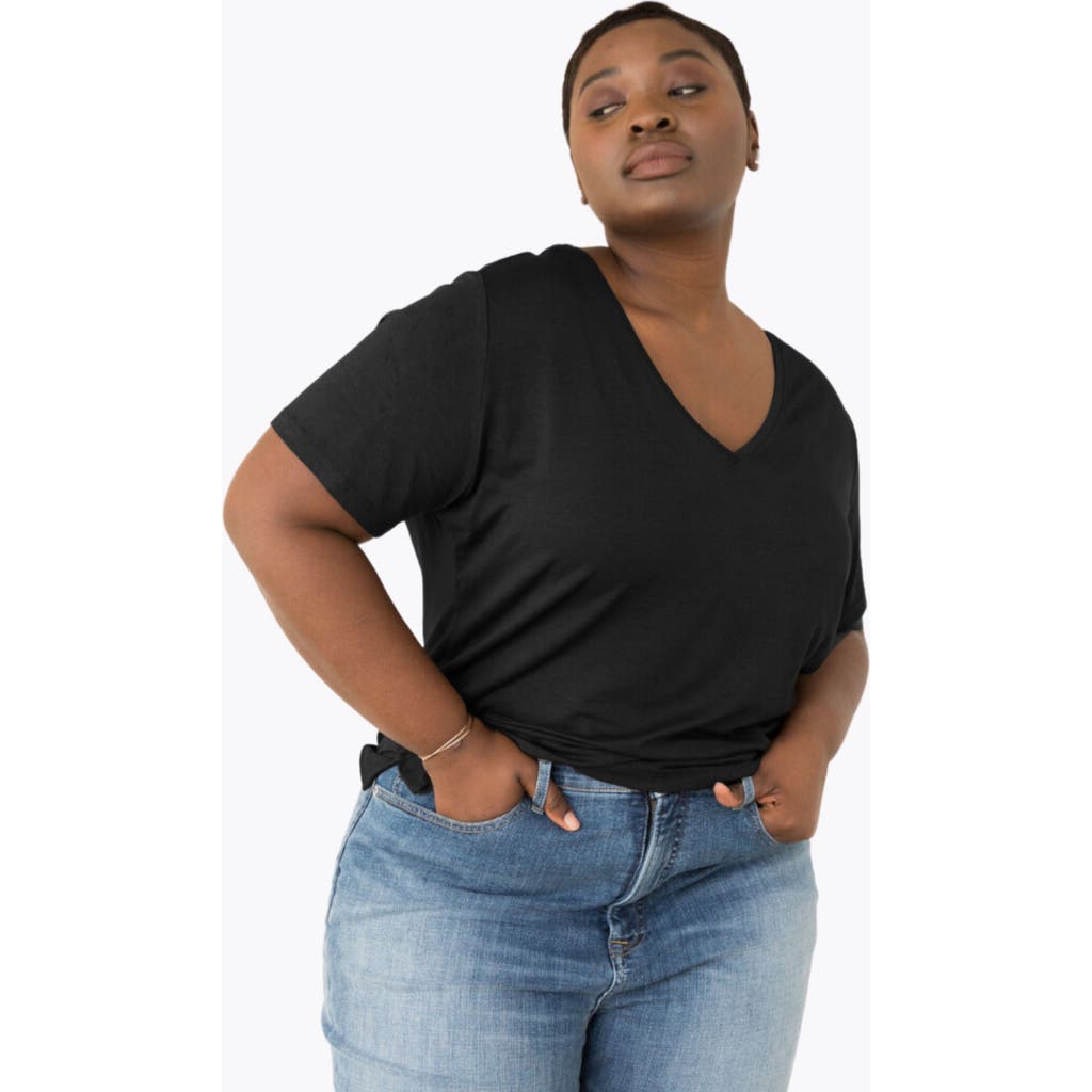 Able Meghan Drapey V-neck Tee In Black