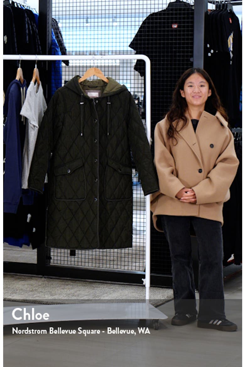 Diamond Quilted Hooded Stadium Coat video