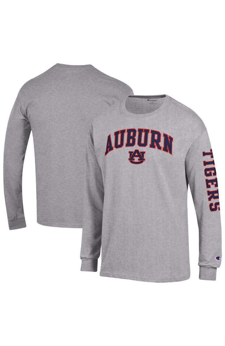 Champion Men's Champion  Heather Gray Auburn Tigers Arch Over Logo 2-Hit Long Sleeve T-Shirt, Alternate, color, Heather Gray