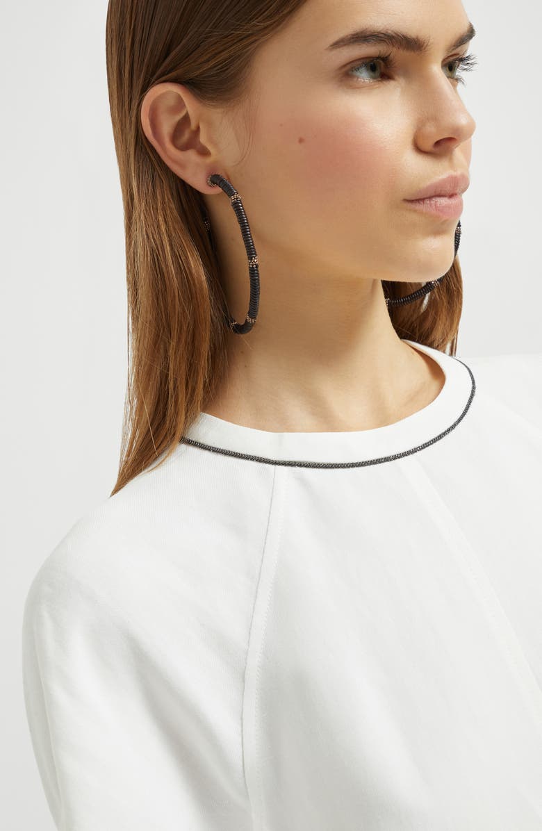 Brunello Cucinelli Twill mini dress with monili, Alternate, color, 