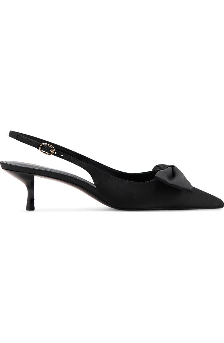MANGO Bow Slingback Pointed Toe Kitten Heel Pump, Alternate, color, Black
