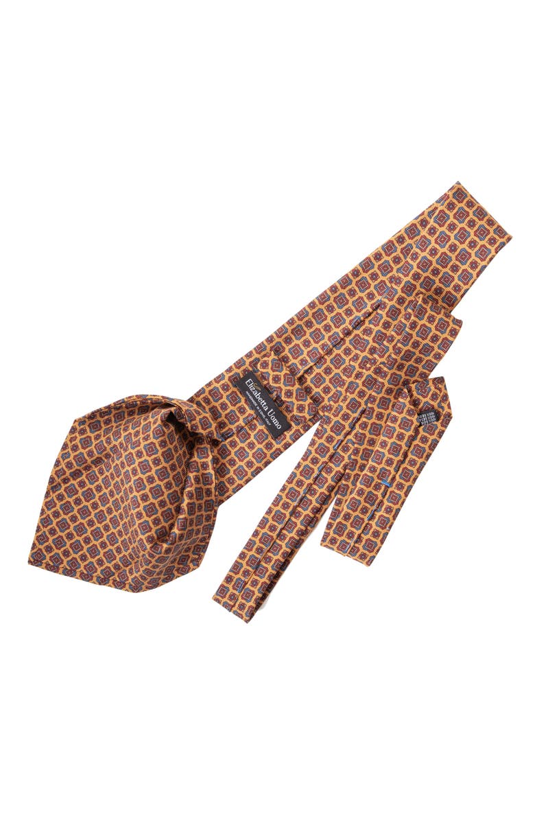 Elizabetta Parma - Extra Long Printed Silk Tie for Men, Alternate, color, Amber Yellow