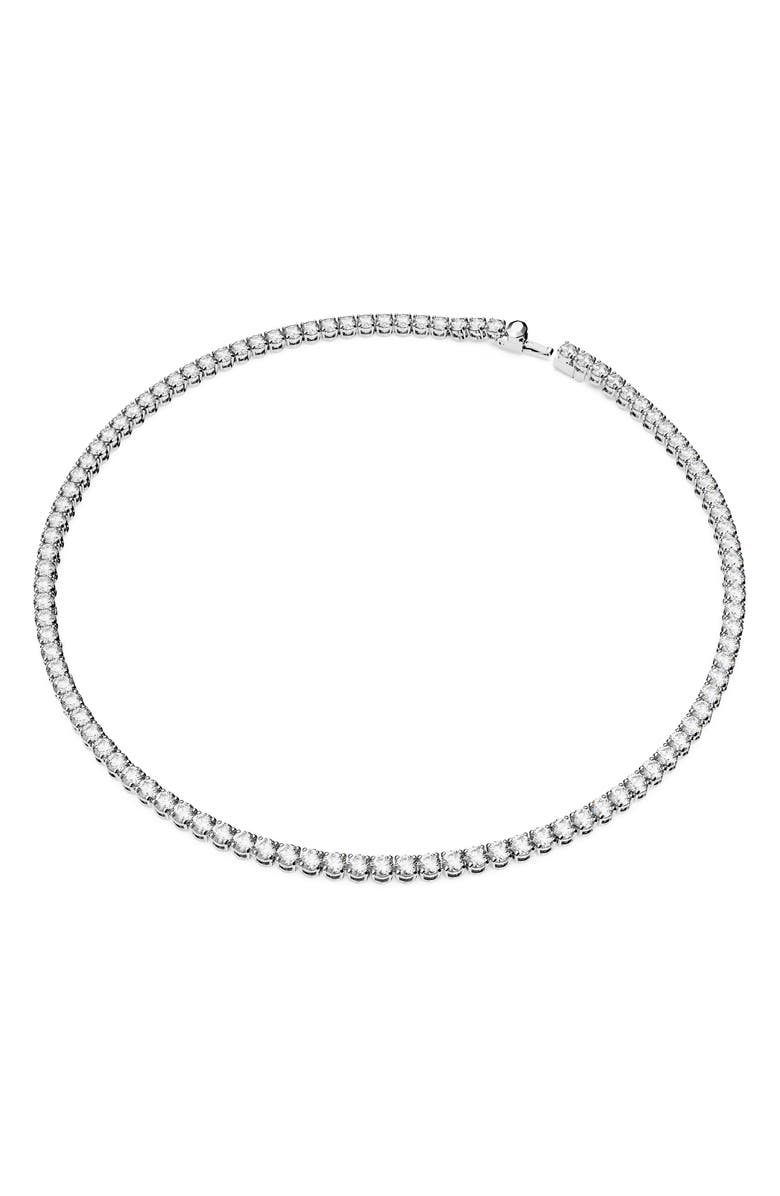 Swarovski Matrix Tennis Necklace, Main, color, Silver/ White