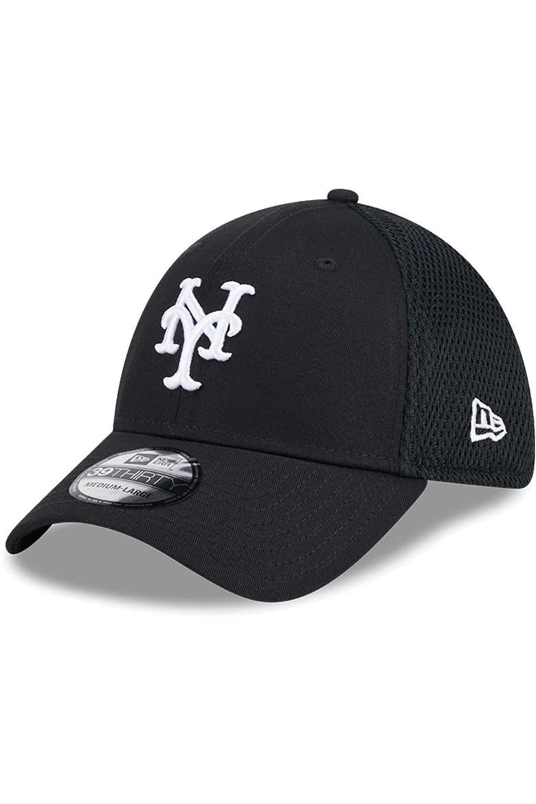 Men's New Era New York Mets Evergreen Black & White Neo 39THIRTY Flex Hat, Alternate, color, Black