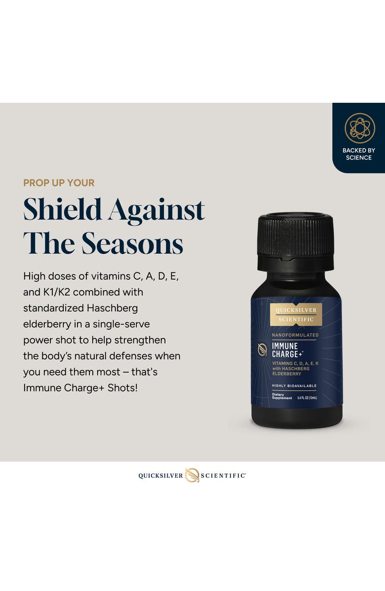 Quicksilver Scientific Immune Charge Supplement Portable Wellness Shots with Elderberry Vitamins C A D3 and K2, Alternate, color,