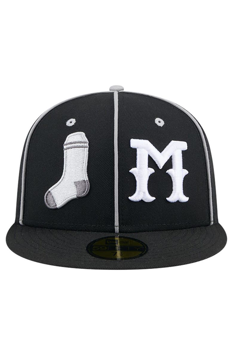 New Era Men's New Era Black Montgomery Biscuits Theme Night Gray Sox 59FIFTY Fitted Hat, Alternate, color, 