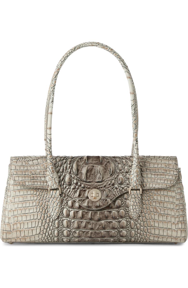 Brahmin Dayan Croc Embossed Leather Satchel, Main, color,