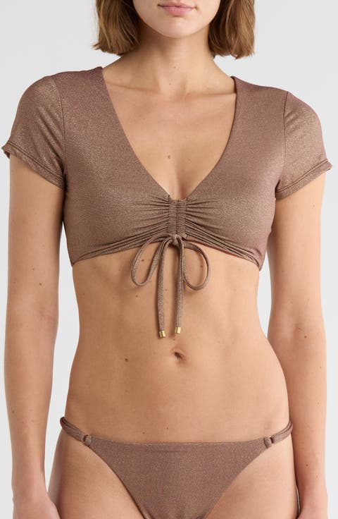 Gemma Ruched Short Sleeve Bikini Top