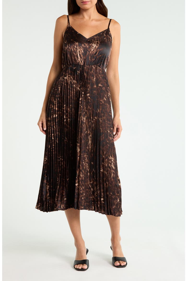 Pleated Slipdress with Sweater, Alternate, color, RICH BLACK