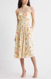 Chelsea28 Smocked Waist Sleeveless Midi Dress