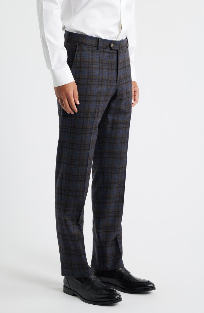 Berle Multicolor Plaid Wool Blend Dress Pants, Alternate, color, Brown