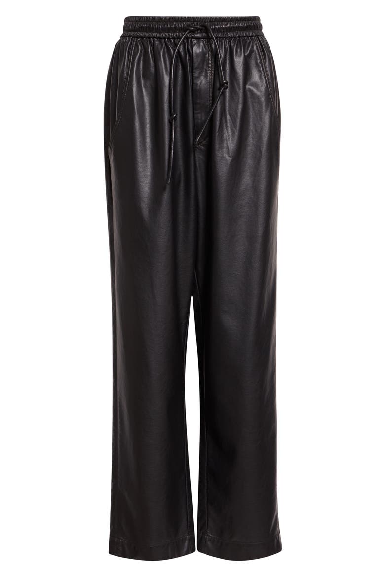 Nereane Faux Leather Drawstring Pants, Alternate, color, BLACK