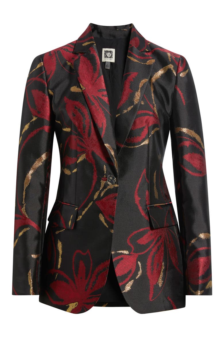 One-Button Notched Collar Blazer, Alternate, color, ANNE BLACK MULTI