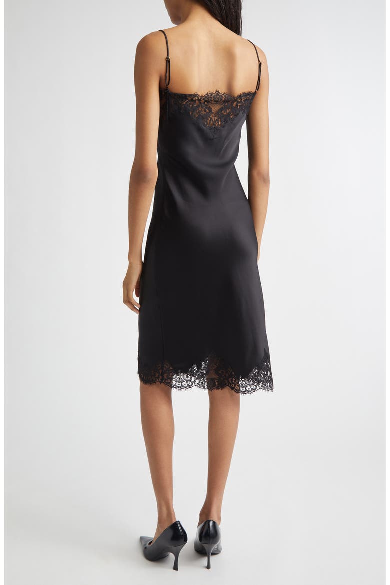 Iconic Lace Trim Satin Slipdress, Alternate, color, BLACK