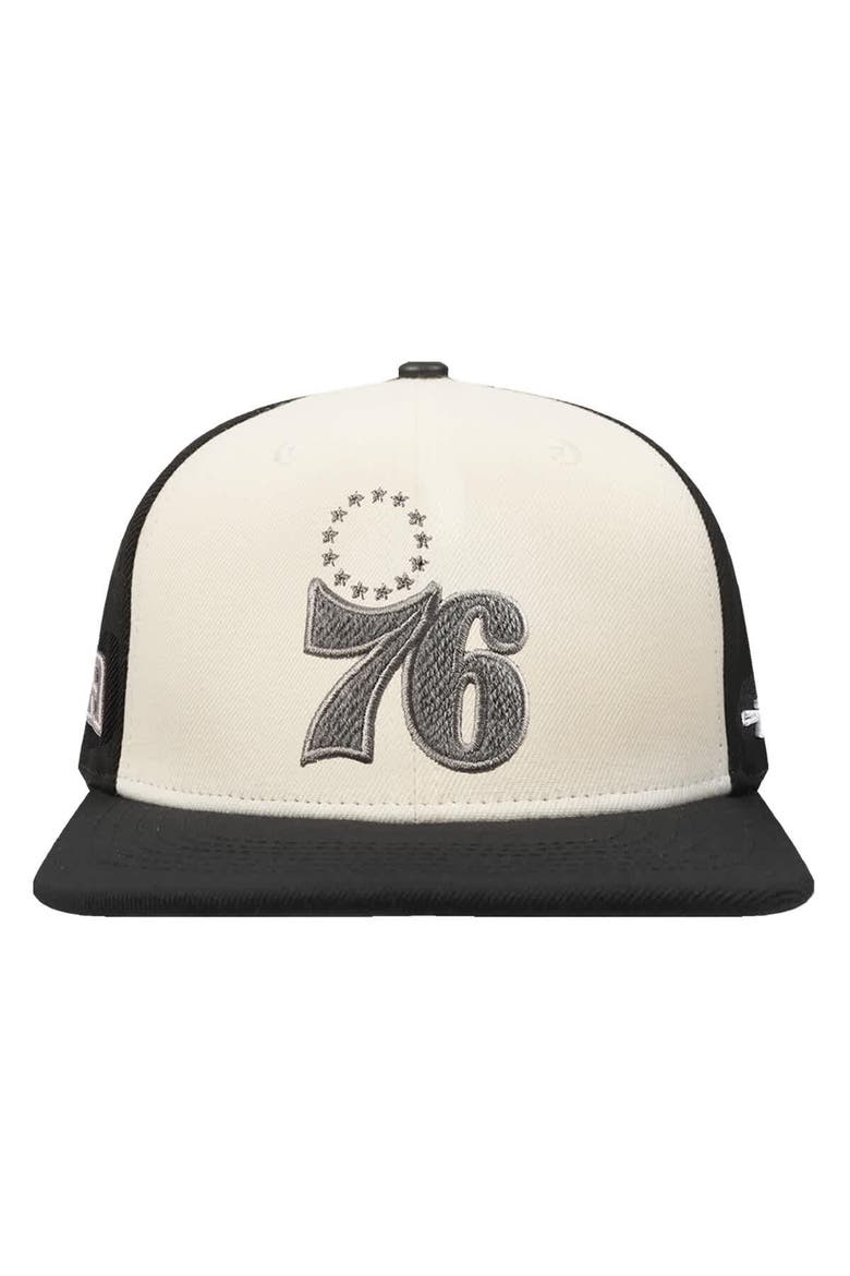 Men's Pro Standard  Cream/Black Philadelphia 76ers French Terry Snapback Hat, Alternate, color, Cream