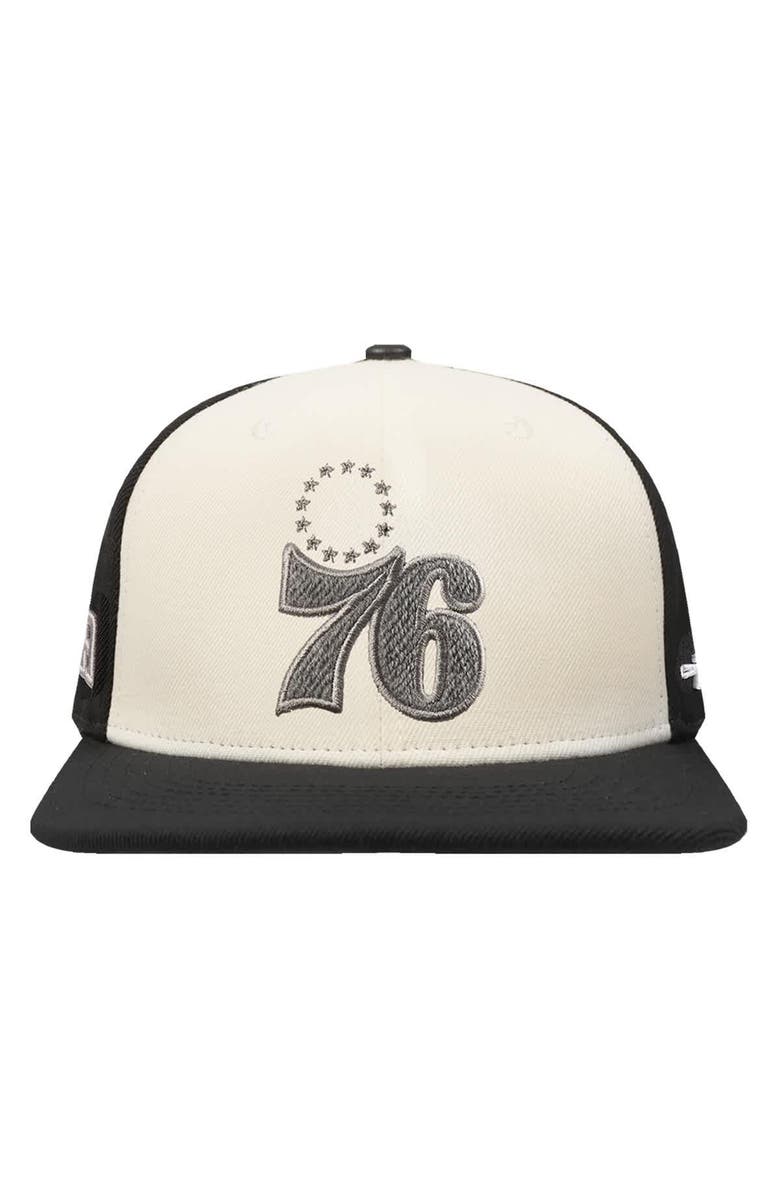 PRO STANDARD Men's Pro Standard Cream/Black Philadelphia 76ers French Terry Snapback Hat, Alternate, color, Cream