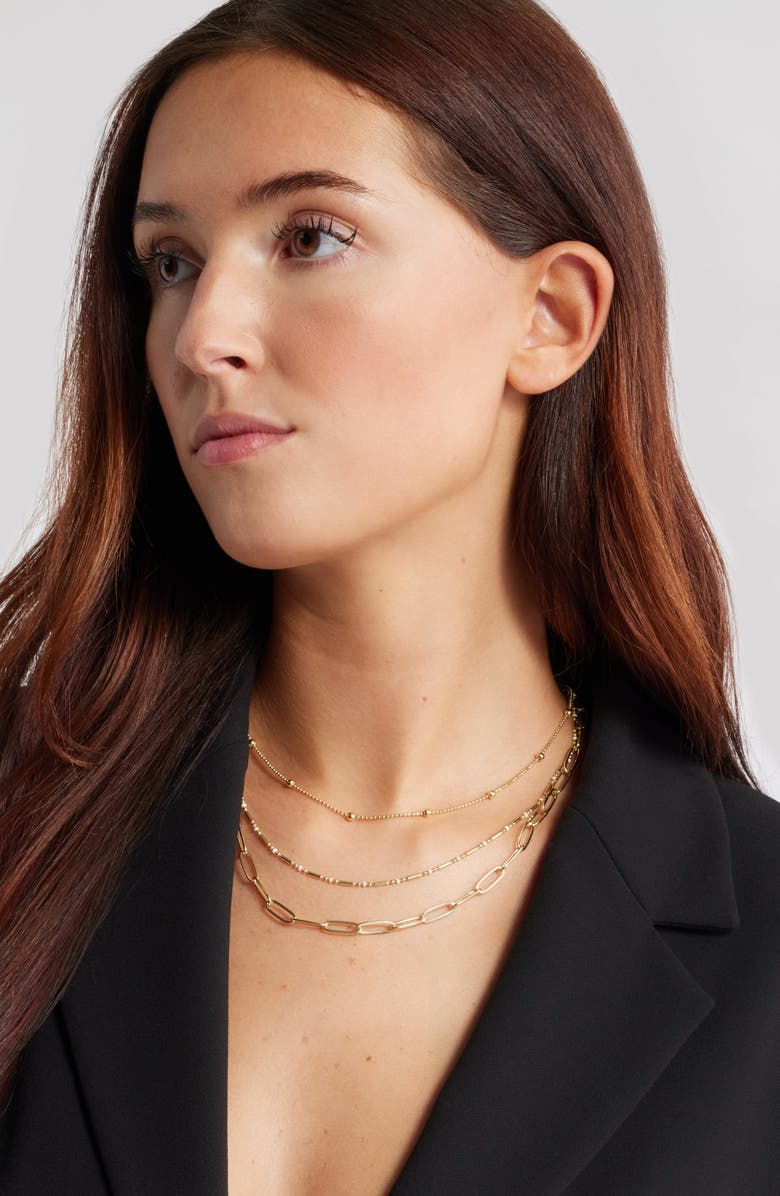 Nordstrom Set of 2 Enamel Dot Chain Layered Necklaces, Alternate, color, White- Gold