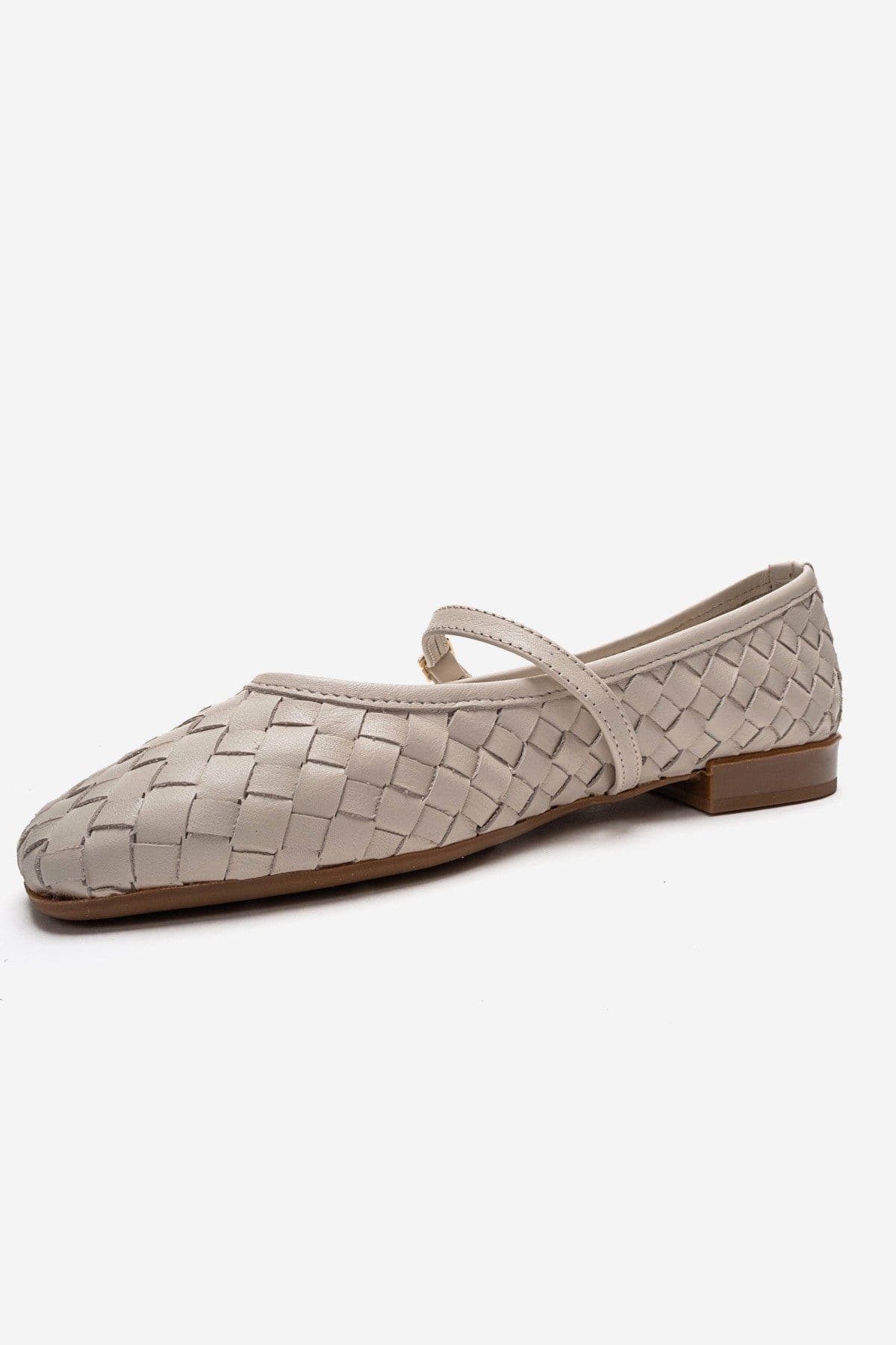 Forever & Always Shoes Yevora Leather Woven Strap Ballet Flat, Alternate, color, Cream