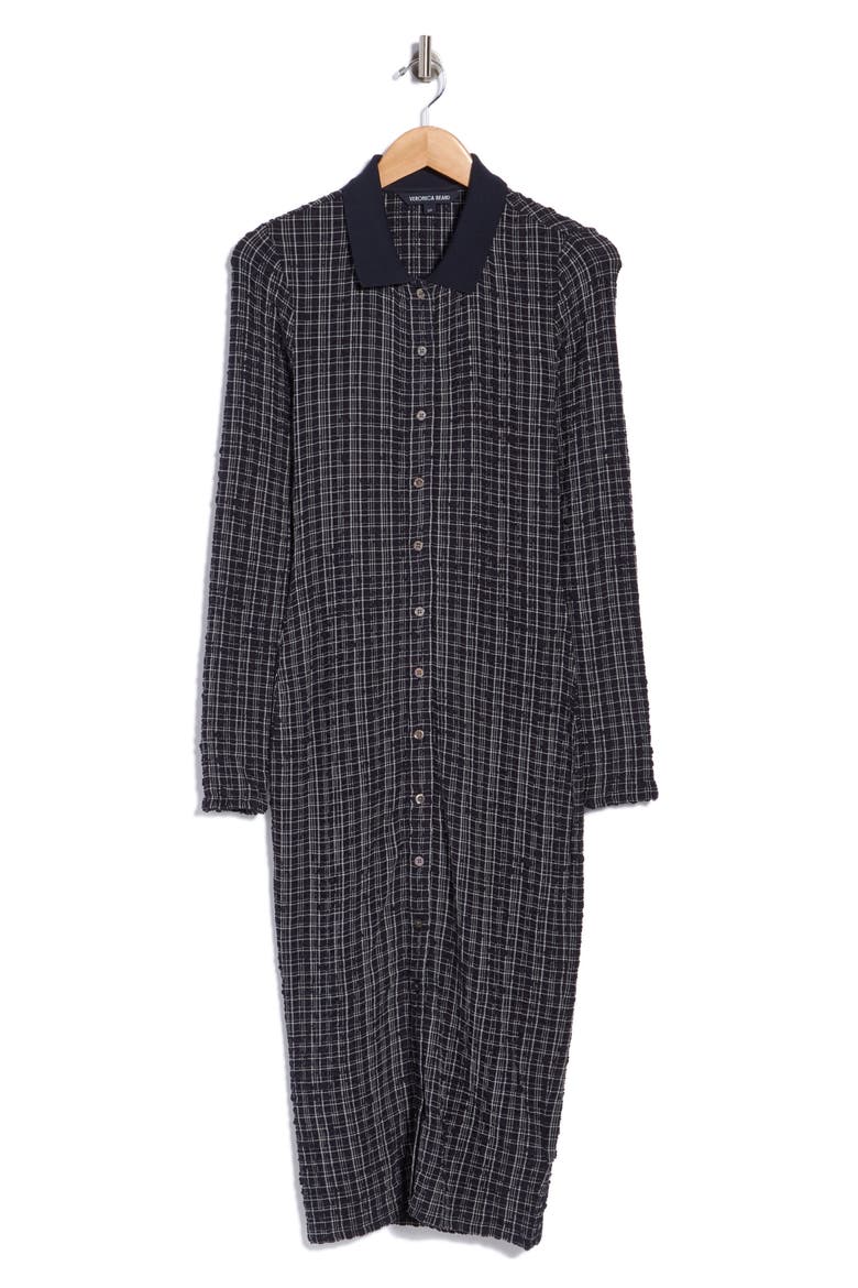 Barrett Plaid Midi Dress, Alternate, color, NAVY/ WHITE MULTI
