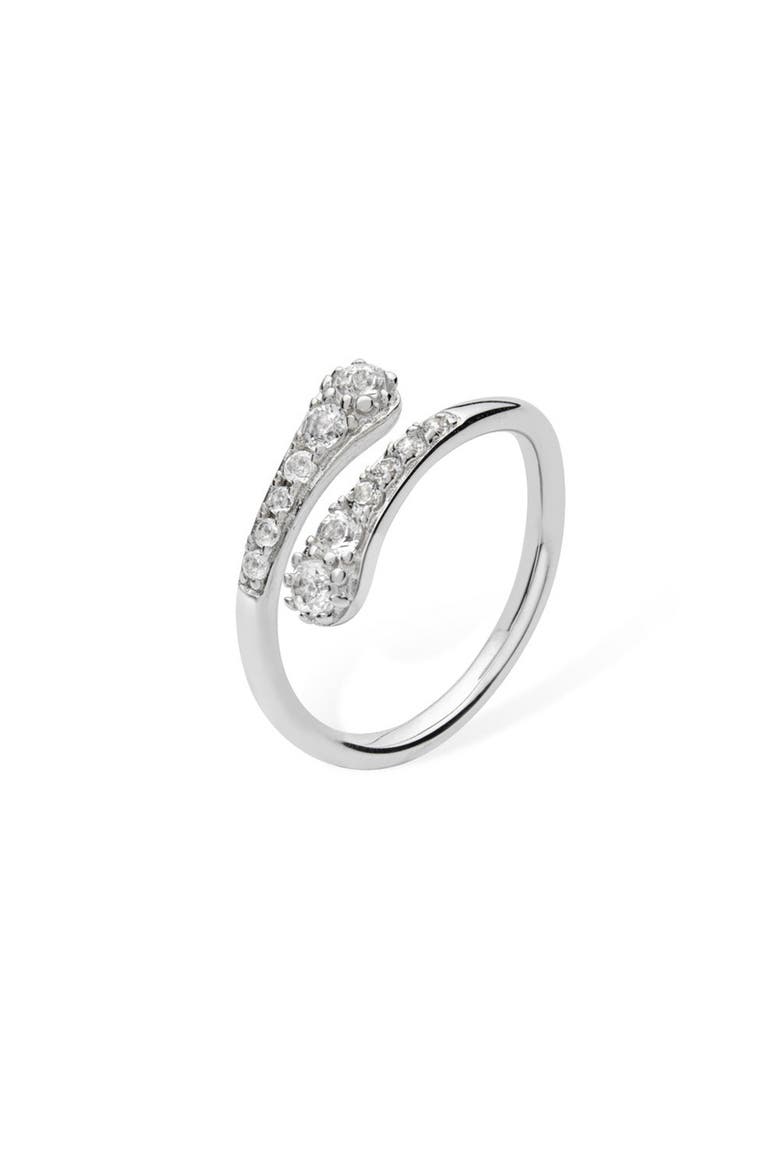 Skinny Drip Cross Over Ring, Main, color, Sterling Silver