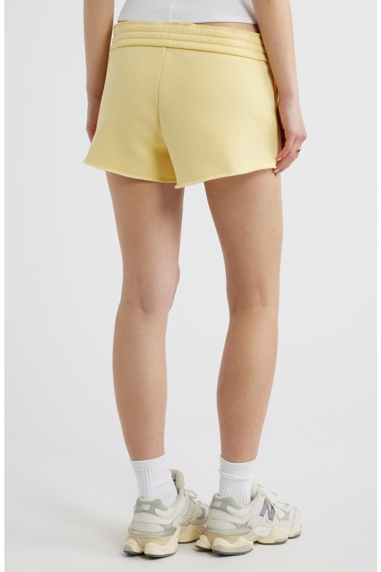 Foldover Fleece Mini Sweat Shorts, Alternate, color, YELLOW BEGONIA