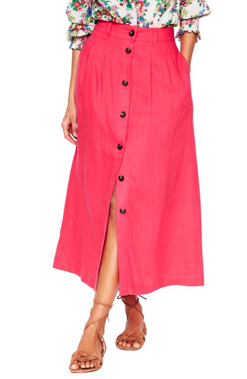 Boden Thomasina Linen Midi Skirt In Pink