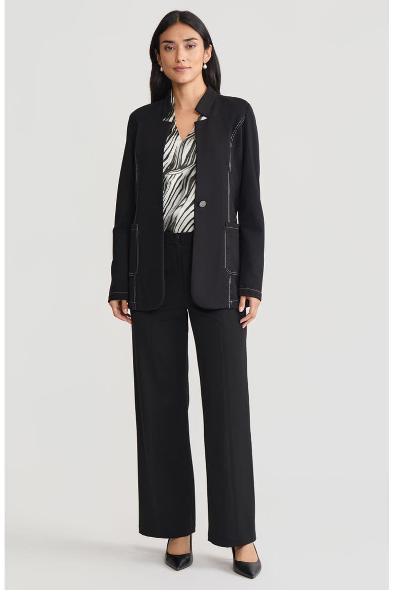 Tailored LuxeStretch Ponte Single Button Blazer, Alternate, color, Biscotti/Black