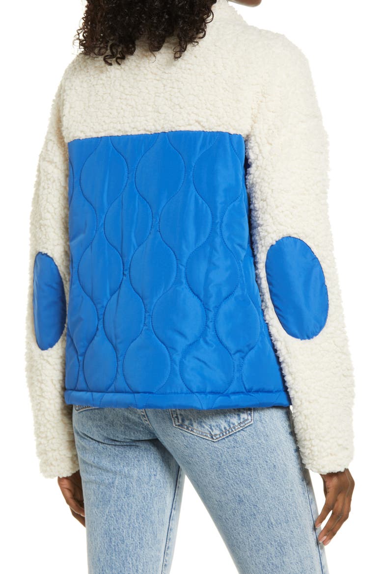 Mixed Media Fleece Jacket, Alternate, color, OCEAN BLUE/ MILK