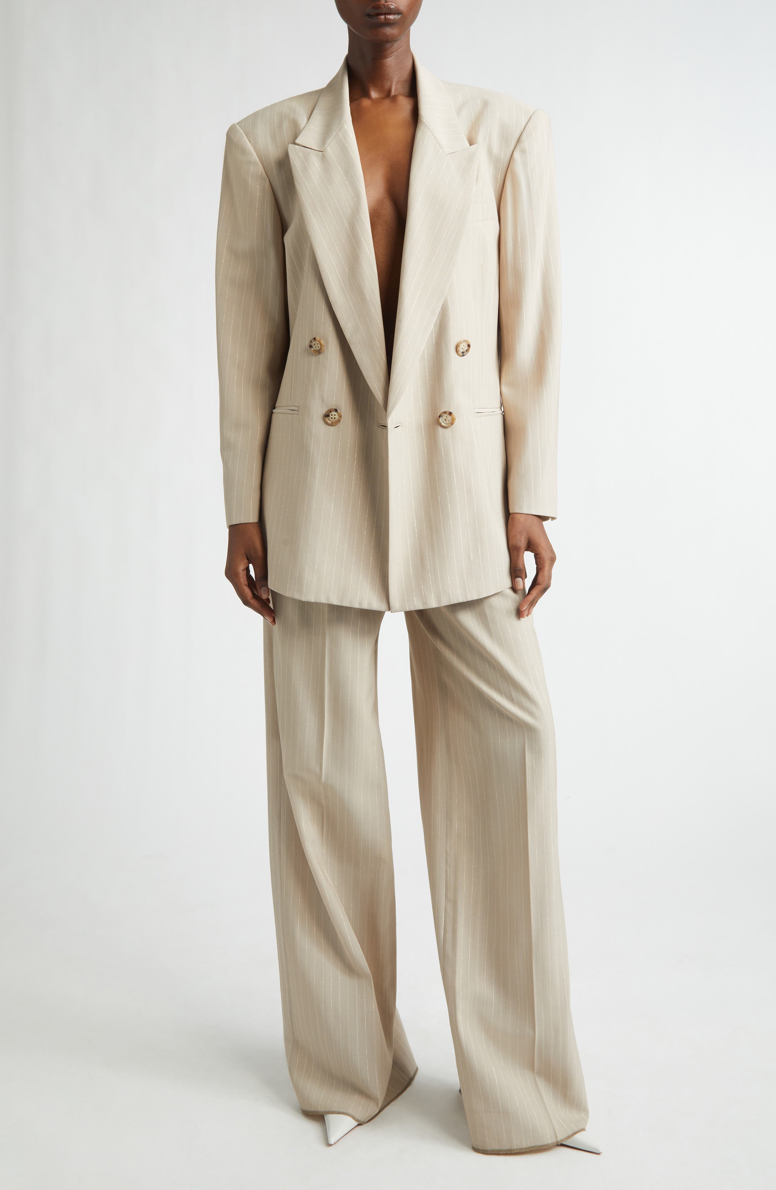 Shimmer Pinstripe Wide Leg Pants - image 2